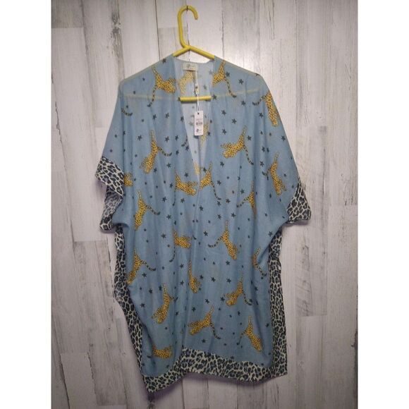 NWT JC Sunny Just Classic Duster Open Kimono Bathing Suit Cover Up One Size - Picture 1 of 3